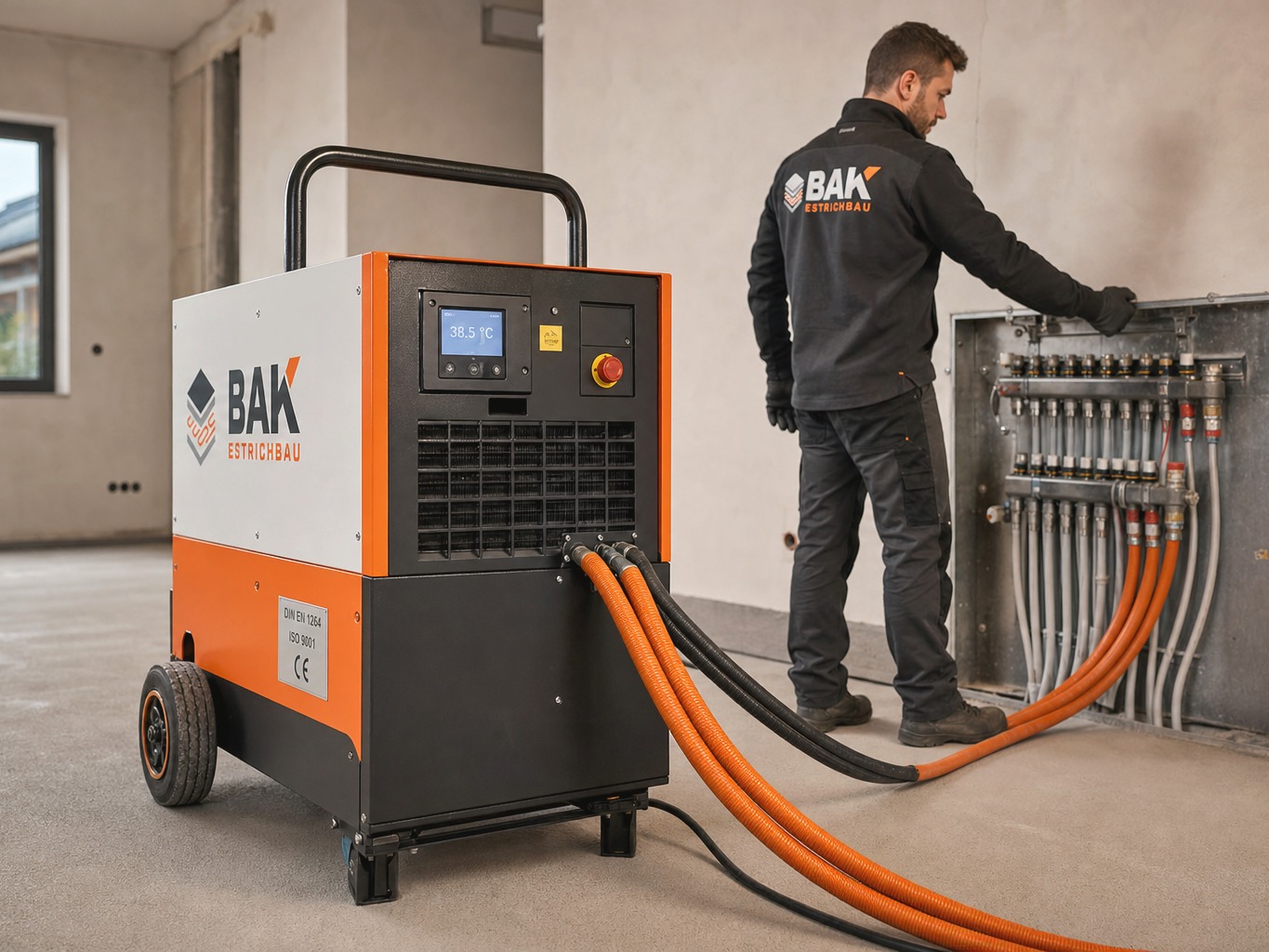 Estrichaufheizung mit Heizmobil